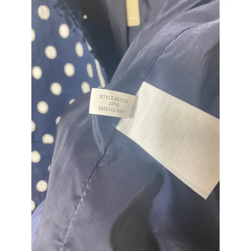 NWT J. CREW BLAZER JACKET POLKA DOT NAVY BLUE OFFICE WORK CAREER FEMININE